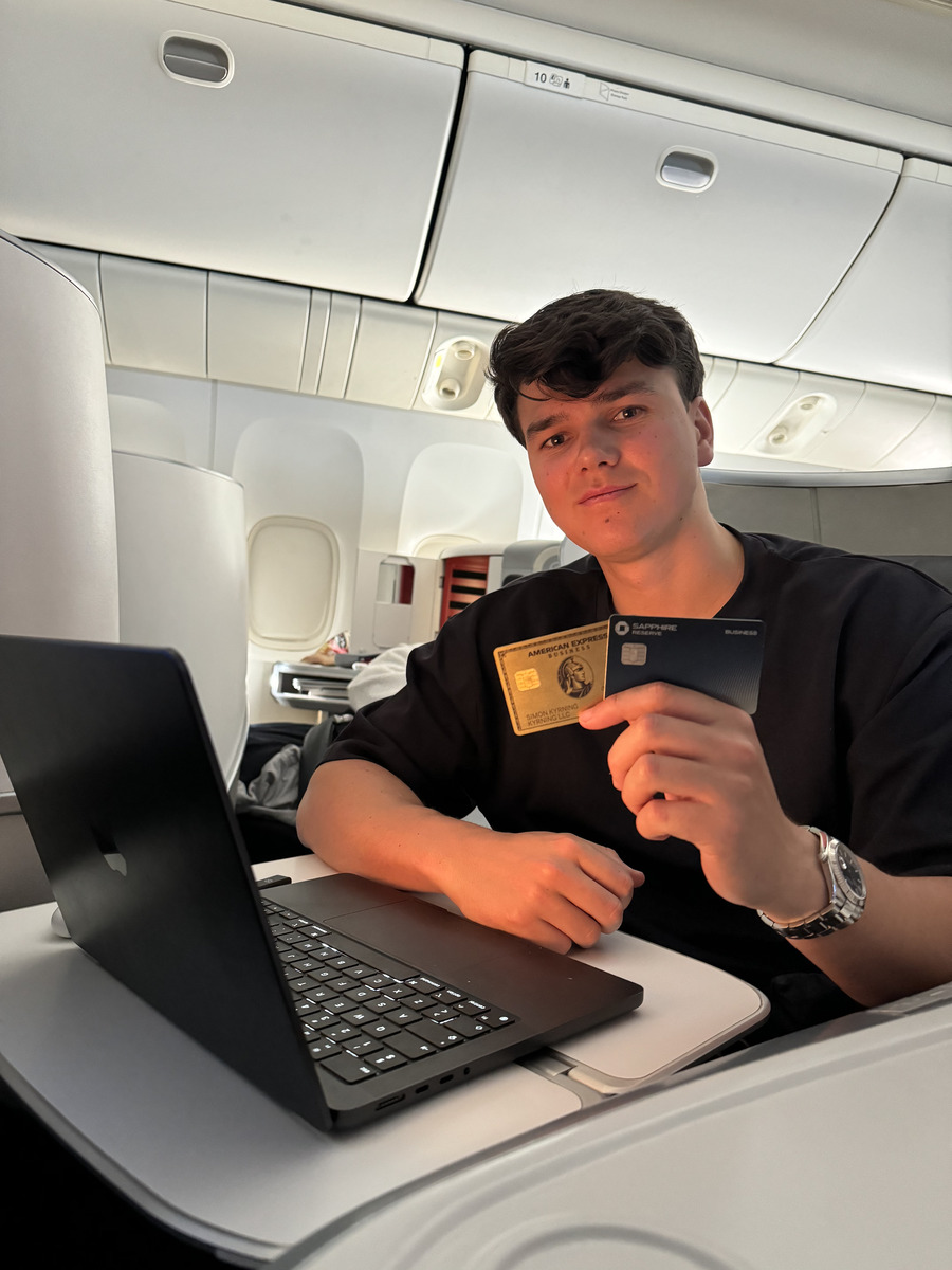 Business class cabin — paid with points